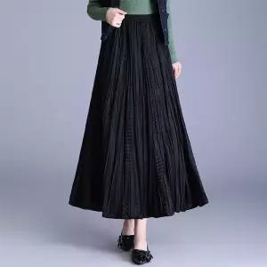 여성 스커트 롱 캐주얼 가을 밴딩 허리 쉬폰 슬림핏 원픽3