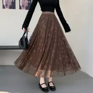 치마 여자 롱 가을 볼륨 케이크 레이스 쉬폰 자수 원픽3