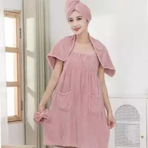 스커트 포켓 샤워가운 터번 4종세트 1P 입는 타올