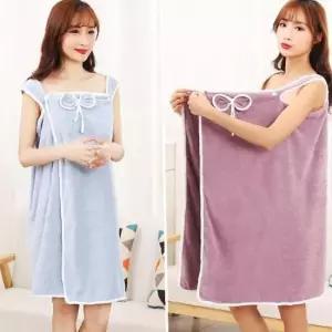 목용용품 보들 극세사 리본 샤워가운