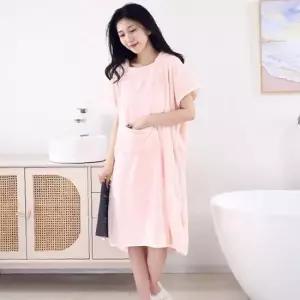 고급 핑크 수면가운 가정용 부드러운 원피스 샤워가운