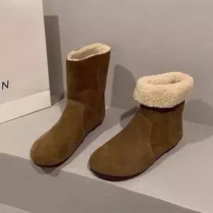 [다잇템]여자 세무 FUR안감 FW 양털 미들 갈색 부츠 (43378861A)