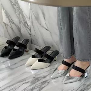 [다잇템]여자 위빙끈 샌들힐 중간힐 스트랩 구두 (33096763A)