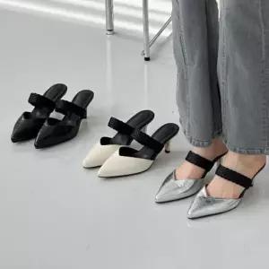 [다잇템]여자 중간힐 키치룩 스트랩 위빙끈 샌들힐 구두 (33045706A)