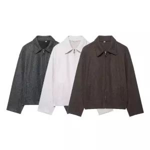 모직 가을 겨울 재킷 칼라 여성패션 장식 야구 지퍼 스트리트 점퍼 DL4