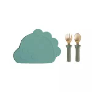 블루마마 다이노 흡착 식판 방짜유기 스푼 포크 민트 BNA