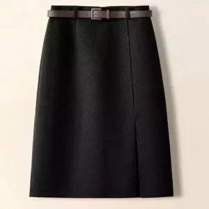 치마 롱 모직 빈티지 A라인 백힙 정장 트임 여성패션 DL4