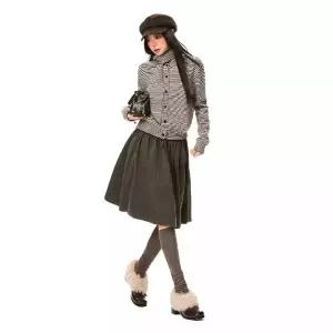 스커트 모직 캐주얼 허리 슬림핏 여성패션 우산 A라인 정장 앳된겨울 밴딩 DL4