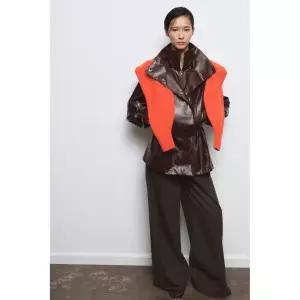 [ZARA] 자라 ZW 컬렉션 페이크 레더 재킷 - 브라운 3483388