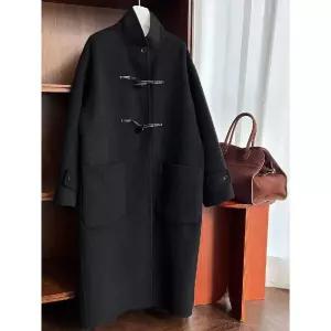 울 롱 빈티지 코트 겨 여성패션 하이넥 모피 더블 클래식 DL4