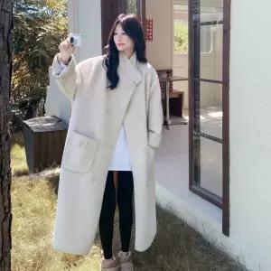 베이지 롱 겨울 일체형 스웨이드 여성패션 털 코트 램스울 모피 DL4