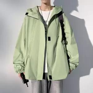 보니따스 남성 검정 카고 점퍼 코트 후드 바람막이 잠바 사무라이 야상 봄가을 ADOR3