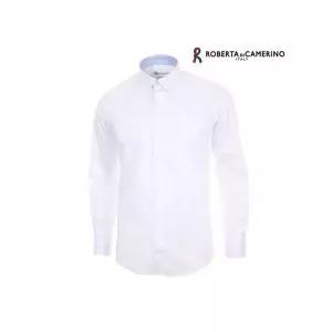 [Roberta di Camerino] RP13511 화이트 솔리드 스넵카라 슬림핏 긴소매_P409408859