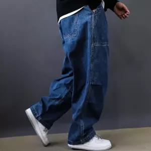 바지 빈티지 남자배기바지 춘추 워싱 멀티 청바지 와이드 대디 ible3
