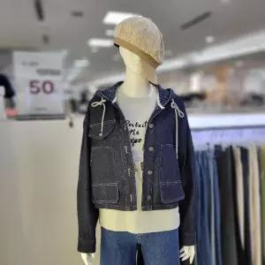 [더스토아] DP01 줄지 후드 배색 청 남방 점퍼 T25nnx050p003_P411470954