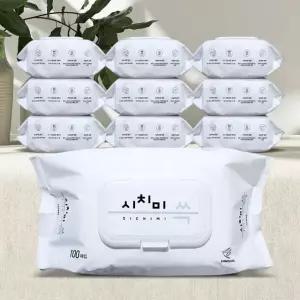 종이물티슈 물티슈 여행용 미니 아기휴대용 소형 콧물 100매 10팩