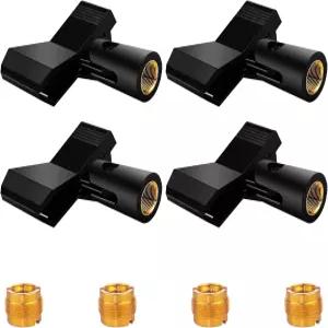 스탠드용 범용 조절식 마이크 클립 4팩 5/8~3/8인치 어댑터 포함 무선 홀더 180° 노브 안전 클램프