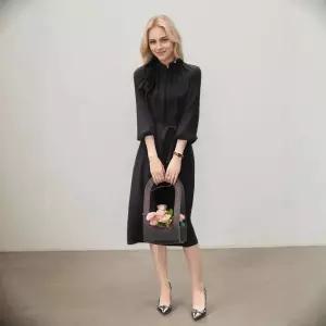 원피스 롱 가을 오피스룩 쉬폰 스커트풍 여자원피스 중기장 부드러운 넥 원템3