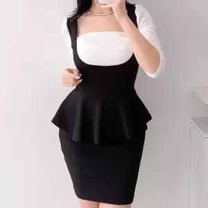 [신상오픈런]뷔스티에 체크 점프수트 칵테일 수트 페플럼 미니원피스 (30486955)