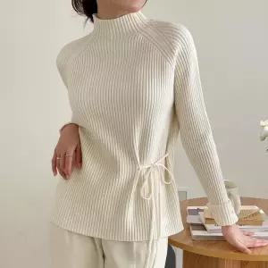 [신상오픈런]반목니트 하객 출근 상견례 돌잔치 옆리본 골지티셔츠 (29252171)