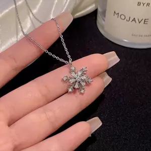 [신상오픈런]눈꽃모양 얇은줄 여성스러운 블링 큐빅목걸이 (29193008)