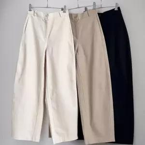 [신상오픈런]여성 가을 와이드 코튼 바지 반밴딩 뒷주머니 데일리 패션 (41935744)