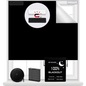 100% 블랙아웃 블라인드 마그네틱 창문 커버 118 x 57인치, 드릴 없음, 크기/형태에 상관없이 자릅니다. 휴대용 커튼으로 용 침실, RV, 미디어 룸에 자석 잠금 기능이 있습니다