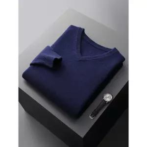 니트 울 캐주얼 비즈니스 브이넥 빅사이즈 도톰 컬러 퓨어 풀오버 남자브이넥니트 ible1