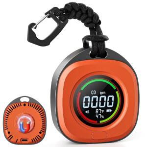 43개의 감지 구멍이 있는 3-in-1 정사각형 일산화탄소 모니터, 가정, 캠핑 및 여행 텐트 차량용 RV CO 감지기 알람 온도/습도 센서를 위한 휴대용