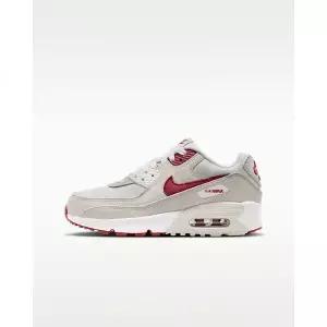나이키 에어맥스 90 SE 주니어 신발 - 화이트/라이트 본/서밋 화이트/팀 크림슨 - II0742-100