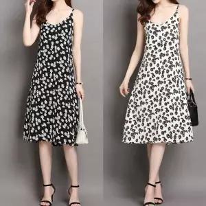 (스타일하우스)원피스 OPS 비치룩 끈나시 치마 플라워 꽃패턴