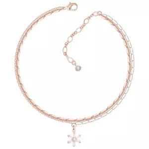 체인발찌 GP 큐빅 꽃 두줄 로즈골드 체인 패션 발찌 14K