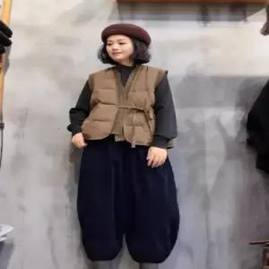 마킷5 여사친 니트 빈티지 오리털 스트랩 보온 패딩조끼 조끼 다운 따스한 브이넥 민소매 JEN1