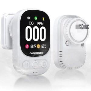 3-in-1 일산화탄소 감지기 플러그인 - 85dB 가청 사운드 및 조명 알람이 포함된 울트라 HD 디스플레이 가정, 사무실, 호텔, RV, 캠핑, 텐트 실내 사용 시 정확한 0-999ppm 감지