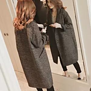 겨울코트 여성 사랑스러운 모던 클래식 데일리 체크 코트