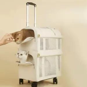 고양이 2단 산책가방 다묘가정 반려견 카트 캐리어 강아지 애견가방 앞가방 포대기 가방