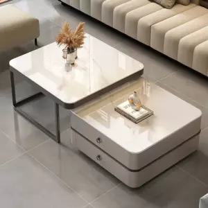 슬레이트 커피 테이블 조명 고급 대리석 거실 발코니