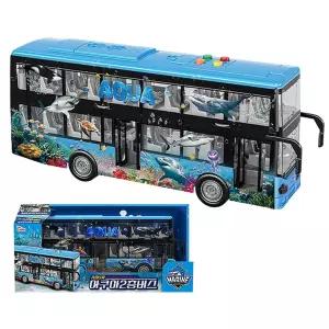 사운드장난감버스 어린이 사운드 아쿠아 2층 버스 불빛 풀백 장난감 1P
