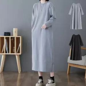 [옷자락] 여자 간절기 루즈핏 맨투맨 라운드 롱원피스