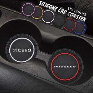 KIA ProCeed X CEED GT 라인 로고 용 2Pcs 자동차 실리콘 코스터 미끄럼 방지 워터 컵 음료 매트 인테리어