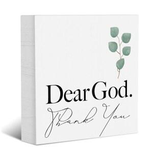 농가 장식 표지판 명판 나무 상자 책상 장식, 기독교인의 말을 인용한 소박한 종교 목재 블록 홈 오피스 거실 침실 욕실 주방 선반 테이블용