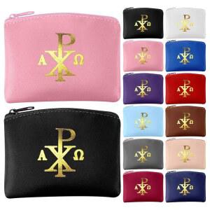 댄시데이지 12개 로사리 파우치 가톨릭, 골드 크로스 PU 가죽 케이스 여성용 및 남성용 코인 지갑 홀더 여행용 크리스마스용 지퍼백, 12가지 색상(치로)