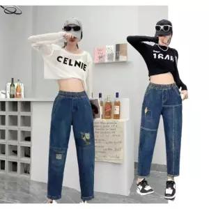 배기바지 스판바지 빅사이즈 엄마청바지 청바지 고급 캐릭터 밴딩바지