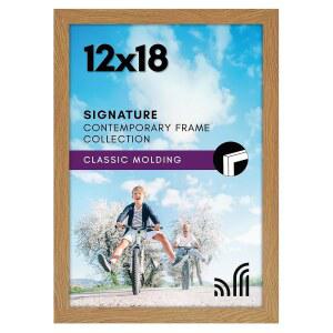 깨지지 않는 유리가 있는 아메리칸 플랫 12x18 포스터 프레임 - 시그니처 컬렉션 엔지니어링 목재로 만든 갤러리 스타일 벽 디스플레이용 사진 다크 오크