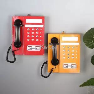 레트로 전화기 공중전화 벽걸이형 클래식 벽걸이 소품 빈티지