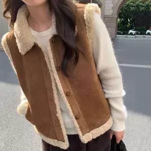 [하프클럽/옷자락]여자 겨울 따뜻한 데일리 레이어드 양털 카라 무스탕 조끼