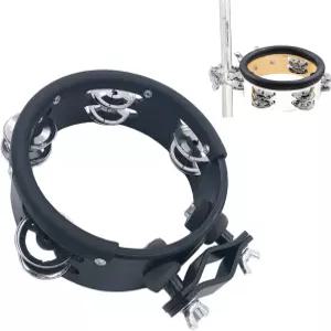 투오렌 타악기 징글 탬버린 6.1인치 마운트 가능한 싱글 우드 전통 드럼 세트 심벌 스탠드(블랙 우드)