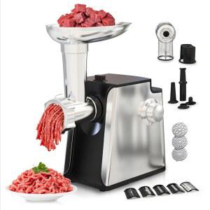 전기 미트 그라인더 2800W 소시지 스터퍼 메이커 4-in-1 야채 분쇄기 3조각, 잘게 썬 칼날, 칼날 5개, 스터퍼, 가정용 쿠베 키트 포함