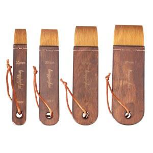 롱인자이 4피스 하케 브러시 세트(20,30,40,50 사이즈) - 울 블렌드 수채화 워시 스테인드 버치 숏 핸들