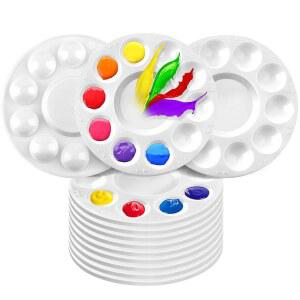 LotFancy 32팩 페인트 트레이 팔레트, 플라스틱 원형 홀더 트레이, DIY 공예, 아트 페인팅, 수업, 놀이 파티, 유치원 또는 학교